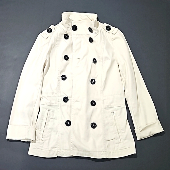 H&M Jackets & Blazers - H&M White Cotton Pea Coat